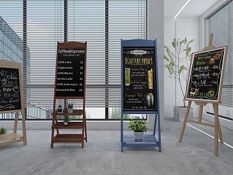 Blackboard Shelf Hotel Blackboard Poster Cafe Blackboard Painting Modeling Blackboard Painting 3d model