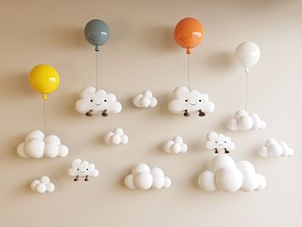 Children's Cloud Balloon Pendant Cloud Jewelry Wall Decoration Pendant 3d model