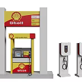 Shell Petrol Station Industrial Equipment Featuring Fuel Dispensers And Electric Vehicle Charging Stations