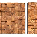 Wooden Background Wall Design With Various Patterned Wood Blocks And Natural Texture 3d model