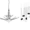 Modern Chandelier Design With Intricate Geometric Structure And Multiple Suspended Lights 3d model