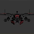Futuristic Space Drone With Red And Black Solar Panels Mechanical Arms And Central Cockpit