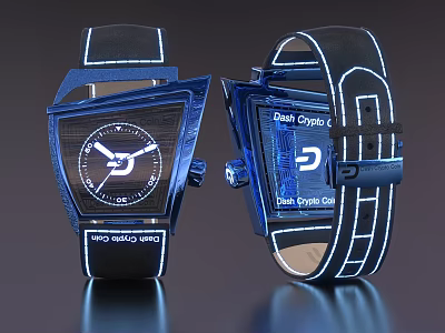 Modern Wristwatches With Unique Design Blue Accents And Crypto 3d model