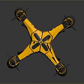 Modern Yellow Quadcopter Drone With Black Patterns And Landing Gear Design