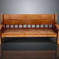 Classic Solid Wood Bench With Slatted Backrest And Armrests Design 3d model