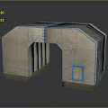 Industrial Architectural Component With Arched Opening Rough Surface Metal Roof And Small Square Window