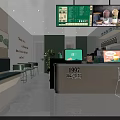Milk Tea Shop Interior Design With Signboard Menu Display Screen Decorative Paintings And Seating Area