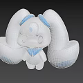 Cute White Cartoon Character With Big Blue Ears Head Decoration And Scarf