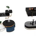 Elegant Modern Coffee Table Designs With Black White Frames And Decorative Ornaments 3d model