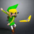 Legend of Zelda Character Link in Green Tunic With Blonde Hair and Boomerang