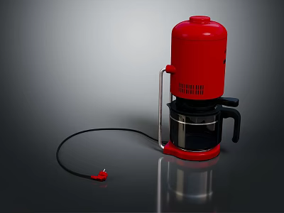 Red Daily Use Electric Appliance Coffee Maker With Stainless Steel Body And Black Power Cord 3d model