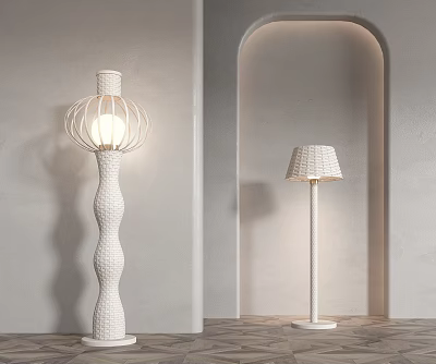 Quiet Floor Lamp Rattan Floor Lamp 3d model