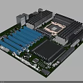 Detailed Electronic Motherboard With CPU Socket RAM Slots And Circuit Components 3d model