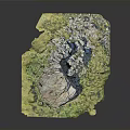Wood Stone Natural Landscape 3D Model with Green Vegetation and Rock Texture