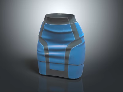 Fashionable Modern Blue Gray Dress With Wavy Design And Decorative Stripes 3d model