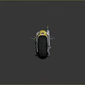 Custom Retro Motorcycle With Blue Yellow Paint Leather Seat And Big Tire Design