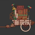 Modern Cart Wooden Cart Ancient Cart Nomadic Cart Ancient Sale Cart 3d model