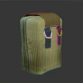 Durable Yellow Storage Bag With Green Lid And Brown Straps For Daily Life Use