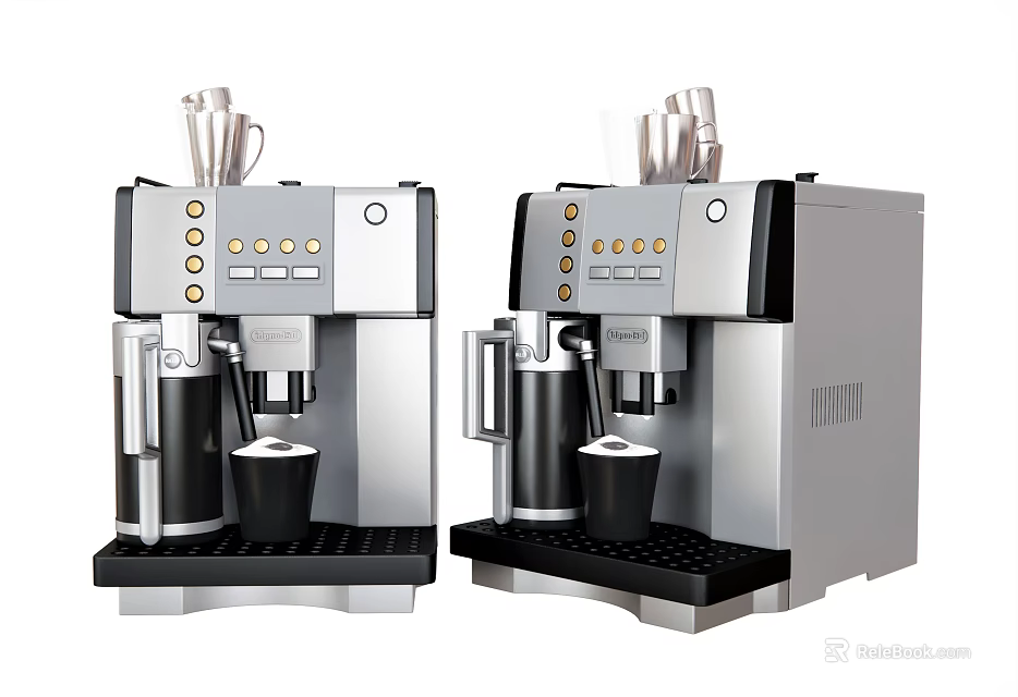 Modern Automatic Coffee Maker Kitchen Appliance With Stainless Steel Design And Control Buttons 3d model 