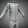 Gray Hooded Jacket and Pants Set with Zipper Front Cuffed Sleeves and Casual Outdoor Style