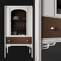 Traditional Style Kitchen Cabinets With White Frame Brown Panels And Brass Handles