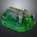 Ancient Stone Castle Ruins Surrounded by Green Vines and Lush Vegetation Natural Historical Landscape