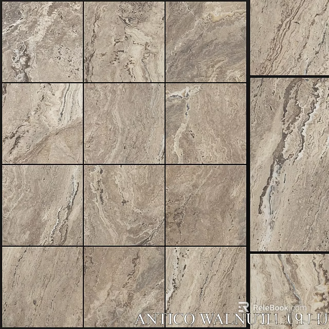Marble Tile Component With Natural Texture And Square Layout Grout Lines 3d model