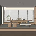 Modern Tea Room Tea Table and Chair Combination Low Stool Tea Set 3d model