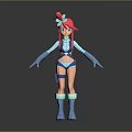 Stylish 3D Character Creature With Pink Hair Blue Outfit Bow Gloves And Boots