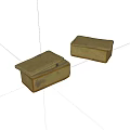 Vintage Brass Storage Boxes With One Open And One Closed Lid Design 3d model