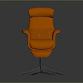 Orange High Back Upholstered Modern Armchair with Matching Ottoman and Metal Base