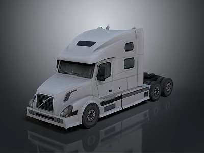 White Volvo Semi Truck With High Cab Design Multiple Windows And Dual Rear Wheels 3d model