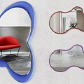 Stylish Irregular Shaped Mirrors in Blue Red Purple for Interior Wall Design