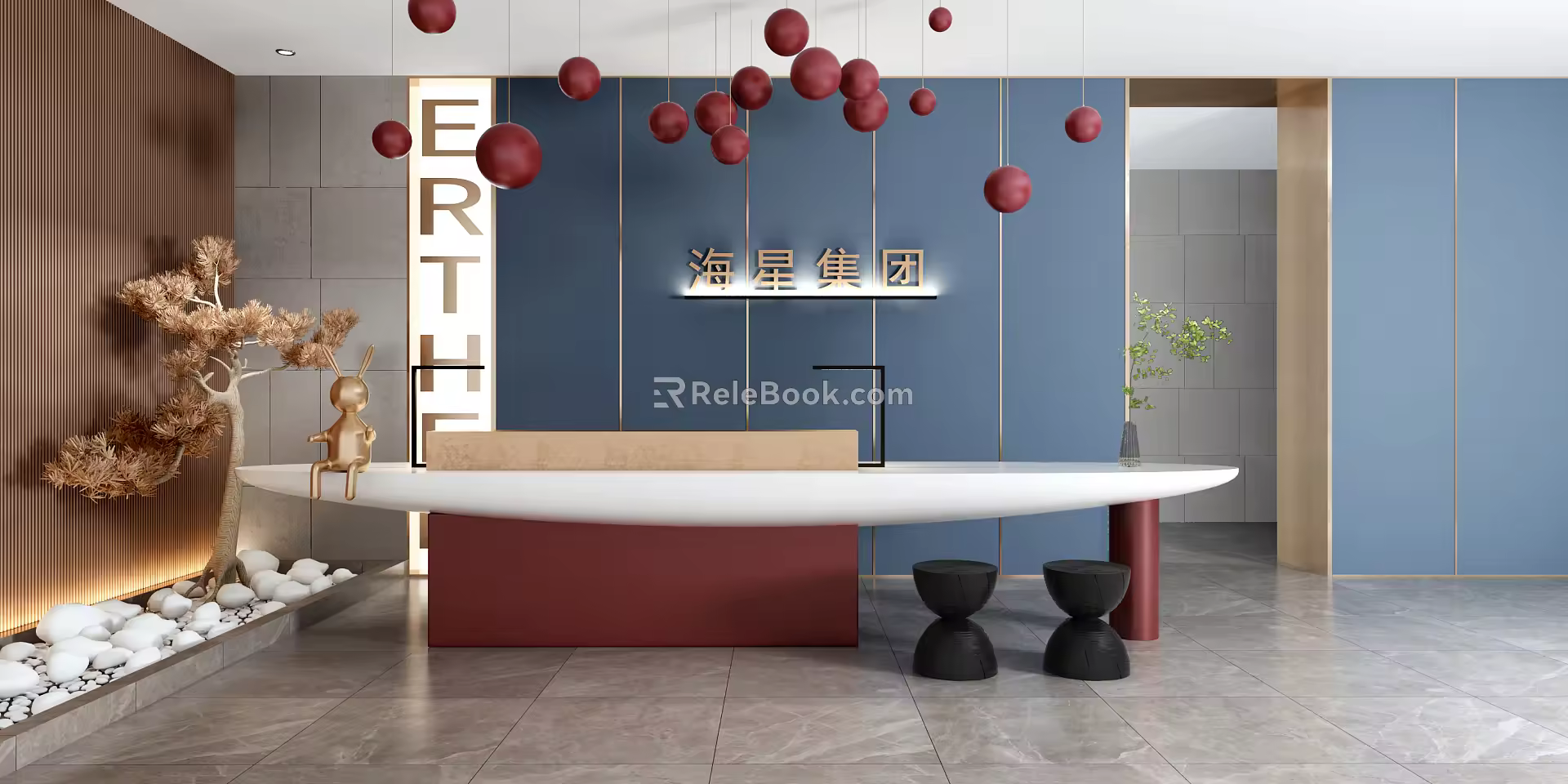 Modern Reception Desk Front Desk 3d model