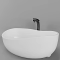 Sleek White Oval Modern Design Washbasin With Black Faucet For Bathroom Countertop