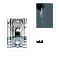 Vintage Architecture Landscape Painting With Arched Doorway And Classic Columns In Framed Wall Art