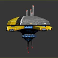 Yellow And Gray Circular Spacecraft With Yellow Supports Red Antennas Number 05 For Space Exploration