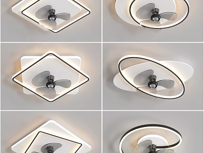 Modern Air Conditioner Fan With Different Shapes And LED Light Frames For Interior 3d model