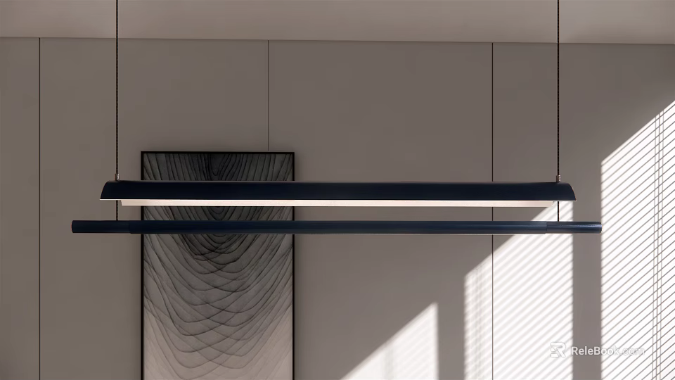 Modern Linear Pendant Light Interior With Minimalist Design And Light Shadow Effects 3d model 