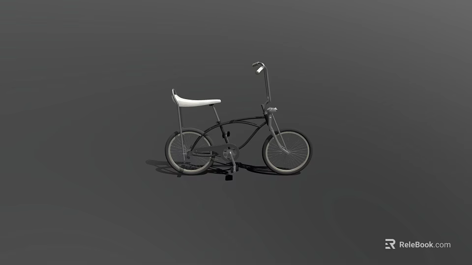 Classic Black Bicycle With White Seat And Front Headlight Design 3d model 