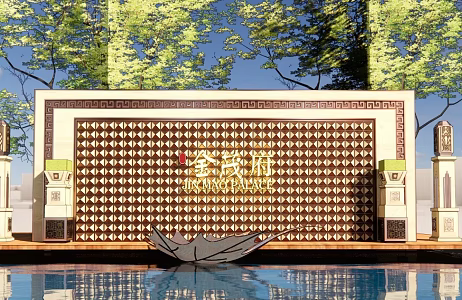 Simple European landscape wall metal diamond landscape wall 3d model