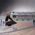 Industrial Factory Building Model Showcasing Modern Metal Roof Glass Facade And Surrounding Sand Terrain