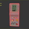 Retro Brick Game Handheld Console With Classic Game Screen And Yellow Buttons