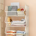 White Multi Layer Storage Shelf With Clothes Toys And Bedding In Bedroom