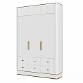 Modern White Wardrobe With Gold Handles And Drawers For Interior Storage