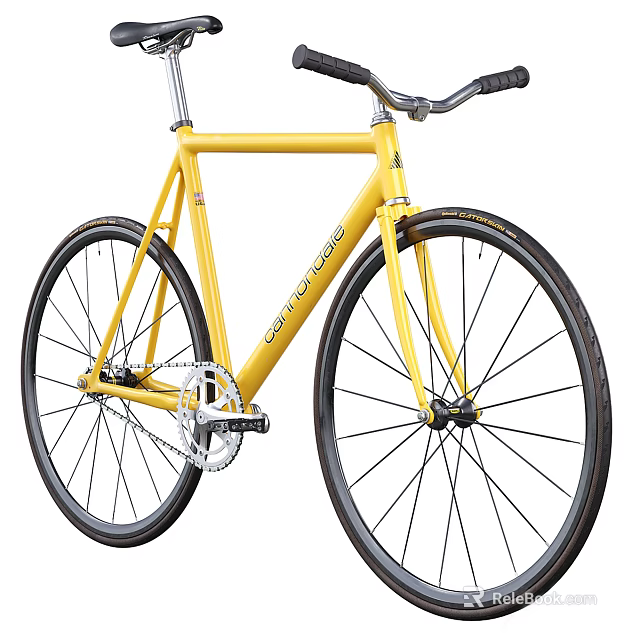 Sleek Yellow Road Bicycle With Black Tires And Metallic Details 3d model 