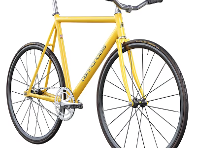Sleek Yellow Road Bicycle With Black Tires And Metallic Details 3d model