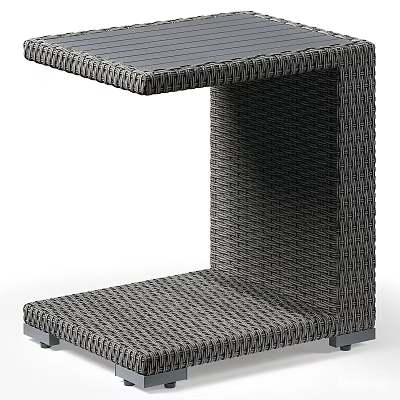 Gray Woven Two Tier Side Table Modern Minimalist Design For Living Room 3d model