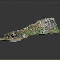 Detailed Natural Terrain Model With Green Vegetation Rocks And Stone Structures