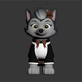 Cute Cartoon Wolf Character With Rose On Head Dressed In Black Outfit